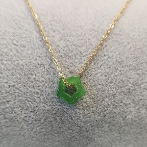 Mini Haitian Jade Star Bead on 18k Gold Plated Stainless Steel Chain